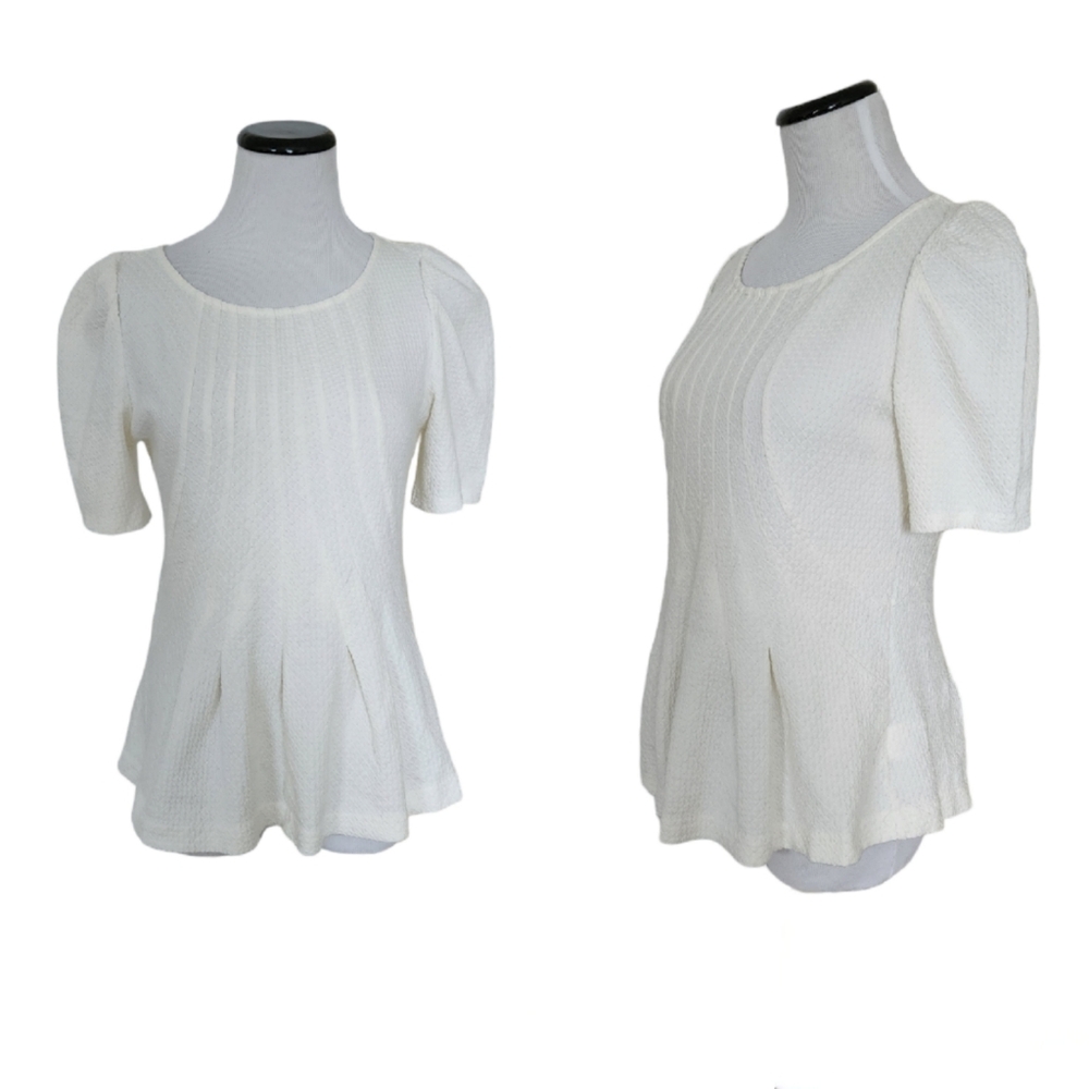 Postmark Anthropologie Peplum Short Sleeve Top White S